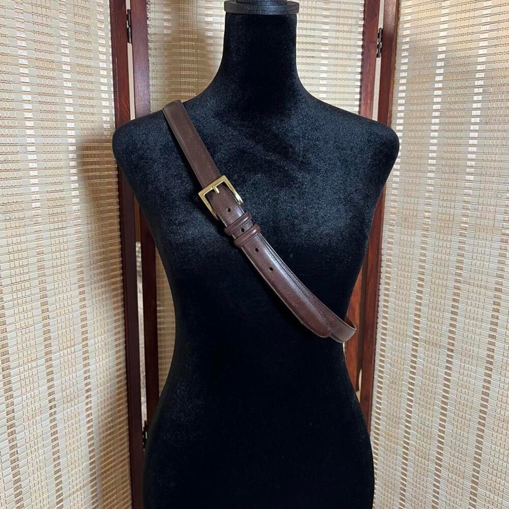 Vintage COACH Leather Belt Solid Brass Buckle Brown 38